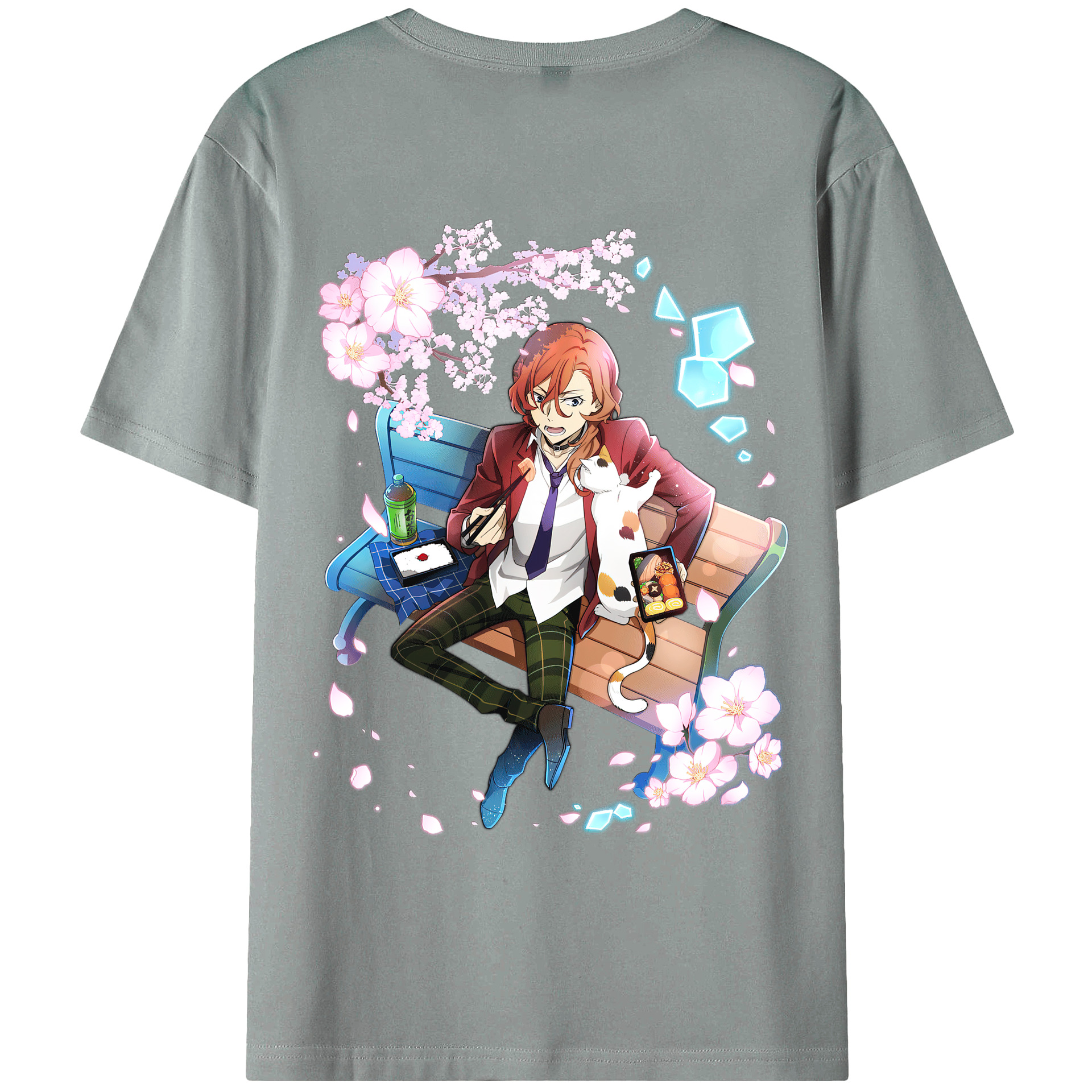 （画像用） 文豪ストレイドッグス Bungo Stray Dogs 綿100％ メンズ半袖Tシャツ（バックプリント） 通気性